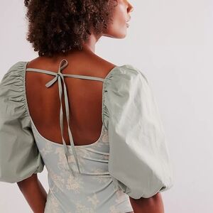 Free People Prarie Rose Puff Sleeve Bodysuit NWT $98